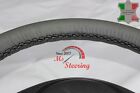 FOR SMART PASSION 13-13 GREY LEATHER STEERING WHEEL COVER, BLACK STIT