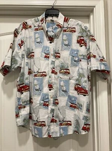 Cool Munsingwear Men's Vintage Woody Car Hawaiian Sailboat Shirt SZ XL Tropical - Picture 1 of 12