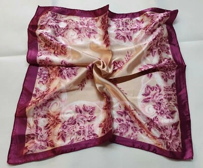 Fuchsia Rosa Blumen Blumendruck Kleiner Hals Satin Feel Damen 50cm Quadrat Schal
