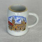 Vintage Mini Ceramic Kaiserslautern Beer Stein Mug Shot Glass Gold Rim 2 oz