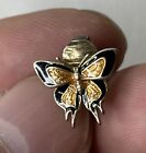 Vintage Brass & Enamel Butterfly Themed Single Clip-on Earring #BB2