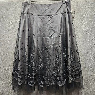 Falda Midi De Colección Para Mujer 6 Gris Forrada de Encaje Formal Festiva Oscura Romanítica Whimisgoth Foto 1 de 4