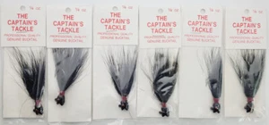 (Lote de 6 plantillas) Smiling Bill Bucktails (peso: 1/4 oz, color: NEGRO, 2/0 gancho) - Imagen 1 de 3