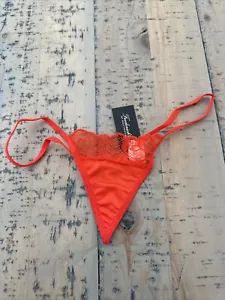 Neu mit Etikett Frederick's Of Hollywood orange exxtreme Spitze Mini G-String Blumenmusterspitze - Bild 1 von 5