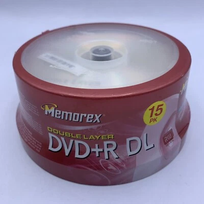 MEMOREX DVD+R DL DUAL LAYER 2.4x 8.5GB 240MIN 15 PACK SPINDLE FACTORY SEALED - Image 1 of 4