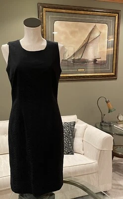 I.N.C International Concepts Black Sleeveless  Lined Textured Back Zip Dress 8 - Image 1 of 4