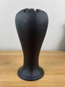 Art Deco Tiffin Black Satin Glass #16261 Open Work Vase 1930 - Picture 1 of 4