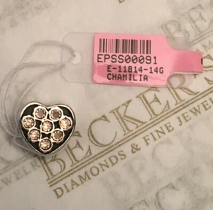 Chamilia sterling silver Heart with Flower Light Brown CZs Bead Charm - Picture 1 of 3