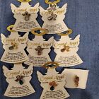 9 Guardian Angel Pins With Austrian Crystal Stones Gold Plated Made In Usa New