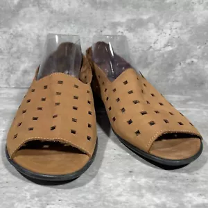 Sesto Meucci Evonne Flats Womens 11 M Brown Perforated Nubuck Open Toe Rear Zip - Picture 1 of 14