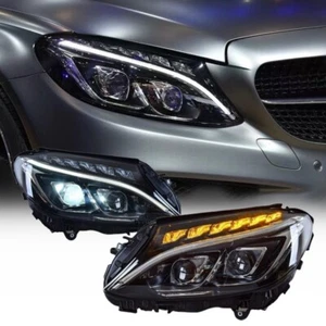 Led Headlight For Mercedes-Benz W205 C-Class 2014-2018 DRL Animation Front Lamps - Picture 1 of 12