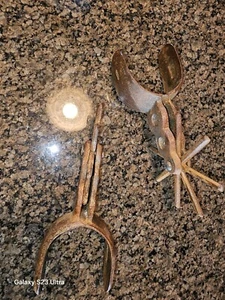 Antique Vintage Cast Iron Western Cowboy Mexican Spur, 8 Point Rowel - Picture 1 of 9