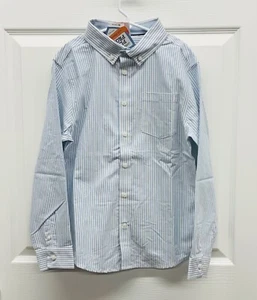 NWT Gymboree Boys White & Lt. Blue Striped Button Down Dress Shirt LARGE (10-12) - Picture 1 of 10