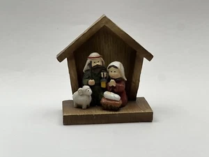 Christmas Nativity Manger Character With Wooden House Desktop Decor - Picture 1 of 3