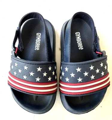 Chanclas Gymboree Bandera Americana Sandalias Azules Talla 7 Niño Pequeño Zapatos Patrióticos Niño Foto 1 de 4