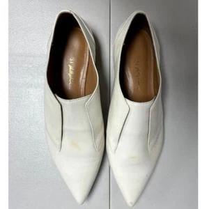 3.1 PHILIP LIM Women's Pointed Leather Derby Flat Shoes Size 37 White - Picture 1 of 14