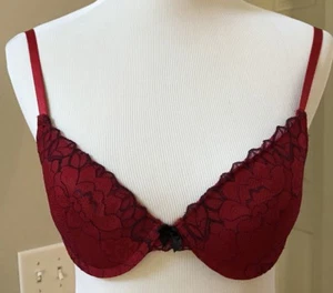 Native Intimates Push Up Bra Underwire 36B Red and Black Lace - Picture 1 of 6