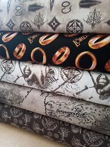 Tessuto di cotone con licenza Il Signore degli Anelli 5 disegni per 50 cm 110 cm di larghezza - Foto 1 di 60