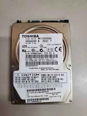 100GB Toshiba MK1032GSX 2.5" 9.5mm SATA Drive  Tested Wiped - Image 1 of 2