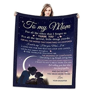 to My Mom Blanket from Daughter - Meaningful Gifts for Mom 60"x50", Fleece - Picture 1 of 8