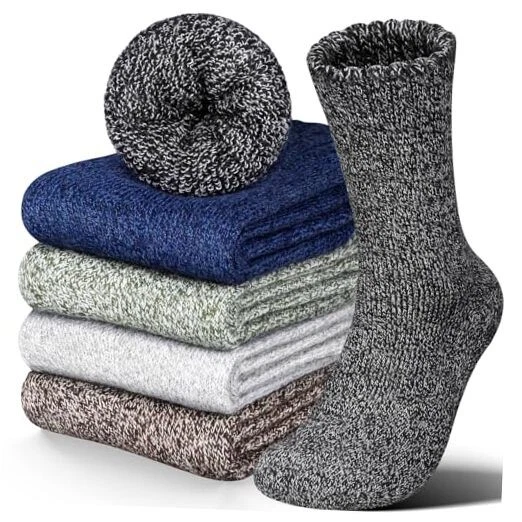 5 Pairs Merino Wool Socks for Men,Hiking Socks,Mens 7-13 5pairs-multi Color - Image 1 of 4