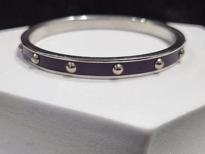 Coach Studded Enamel Bangle – Purple/Plum, Silver-Tone, 2.5" (Diameter) - Image 1 of 4