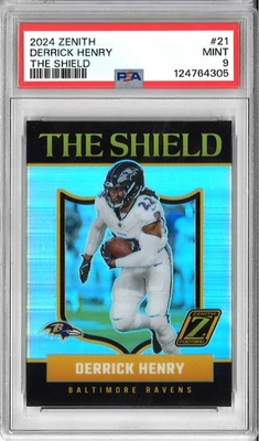 Derrick Henry Baltimore Ravens 2024 Zenith The Shield #21 estuche hit PSA 9 Foto 1 de 2