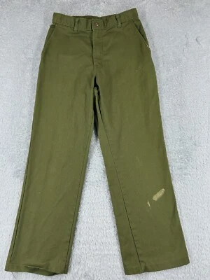 VINTAGE Boy Scouts Pants Youth 26 Green Official Uniform Twill Cargo 26x26 READ - Image 1 of 4