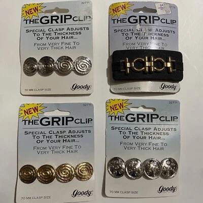 Lote de pasadores de pelo con clip de agarre Y2K vintage de los años 90 golosinas de metal moda tono plateado dorado Foto 1 de 4