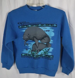 Gentle Giants Endangered Florida Manatee Vintage Blue Youth M 10/12 Sweatshirt - Picture 1 of 5