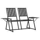 2-seater Garden Bench Outdoor Patio Wooden Lounge Chair Park Seat Steel Black