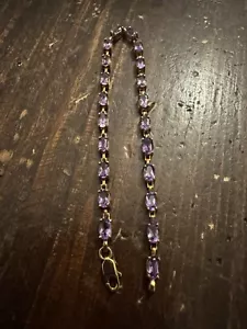 Vintage Women’s Russian Deep Purple Amethyst & 10K Rose Gold Bracelet - Picture 1 of 6