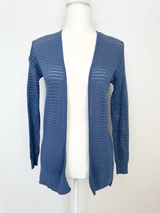Ann Taylor LOFT Women's Knit Open Cardigan Sweater Size SP Blue Lightweight - Picture 1 of 11