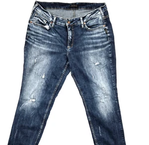 Silver Jeans Co Womens Size 16 (36x29.5) Boyfriend High Rise Dark Wash Fading - Picture 1 of 13