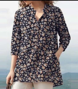 ZANZEA Women 3/4 Sleeve Blouse Casual Floral Print Shirt UK Size 14 - Picture 1 of 7