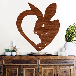 Love Rabbit Heart Cut out, Wood plaque sign, Home decor, wood Crafts supplies - Picture 1 of 4