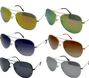 Polarized Aviator Sunglasses Classic Mirrored Retro Vintage Metal Spring Hinged - Picture 1 of 8