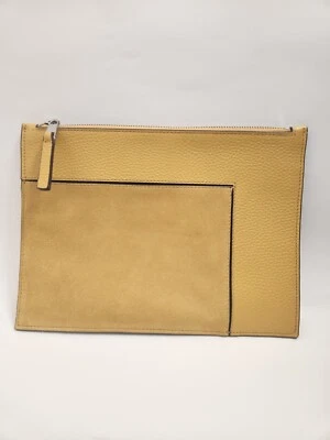 Cartera sin asas Treasure & Bond de gamuza de cuero granulado amarillo Foto 1 de 4