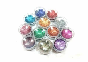 12 Color Fine Dust Glitter Pot Nail Art Face Body Eye Shadow Craft Iridescent - Picture 1 of 6