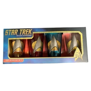 Star Trek $ pack PINT Glas Set Next Generation 4 colors new in Box - Picture 1 of 2
