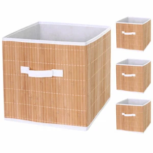 4er-Set Faltbox MCW-C21, Korb Aufbewahrungskorb, Bambus 32x32x32cm naturfarben - Bild 1 von 6