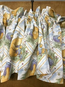* Vintage Winnie Pooh Curtain Lot Balloon Valance Honey Pot Bee Blue Beige - Picture 1 of 6