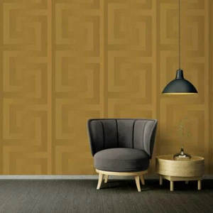 Carta Da Parati VERSACE Con Motivo Chiave Greco 10M X 70Cm - ORO 935232 NUOVO - Foto 1 di 8