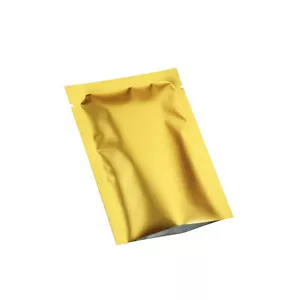 100 Stck. Doppelseitig Matt Gold Mylar Probengröße Taschen für Trail Mix ~ 2,3 x 3,5 Zoll - Bild 1 von 5