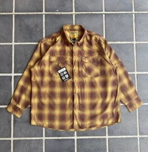 Dixxon Flannel Goldfield Shirt Yellow Brown Plaid Button Workwear 5XL - Picture 1 of 13