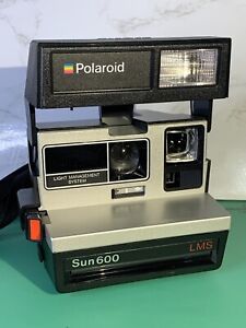 Vintage Polaroid Sun 600 LMS Instant 600  Film Camera W/ Strap, Box Tested Works