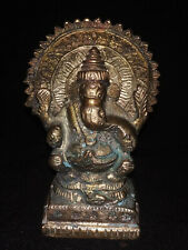 Indian Ritual Silver Plated Brass Statue God Ganesh Throne Elephant MINIATURE