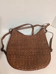 Vilenca Holland Brown Woven Leather Convertible Shoulder Bag Backpack Women’s - Picture 1 of 10