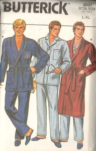 Butterick 3037 Sewing Pattern Men's Robe and Pajamas Size L-XL uncut - Picture 1 of 2