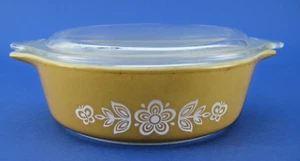 Corning Pyrex Butterfly Gold Pint Deckel Auflaufform Blumen Vintage 70er - Bild 1 von 2